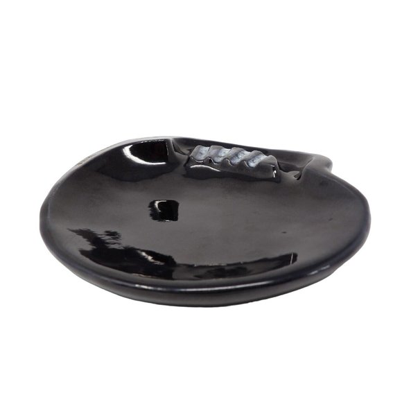 Vintage MCM "For the Byrds" Black Ashtray. Marked Anna Van Briggle Colo. Spgs. - Picture 6 of 9